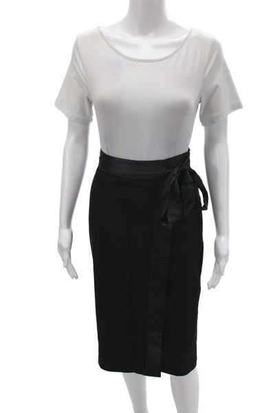 Badgley Mischka Womens Satin Pencil Skirt Black Tie Knee Length Size 9