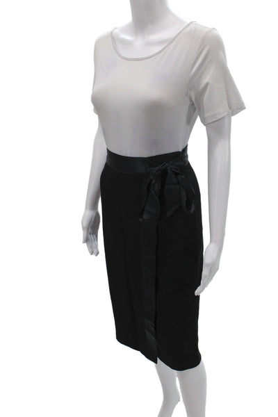 Badgley Mischka Womens Satin Pencil Skirt Black Tie Knee Length Size 9