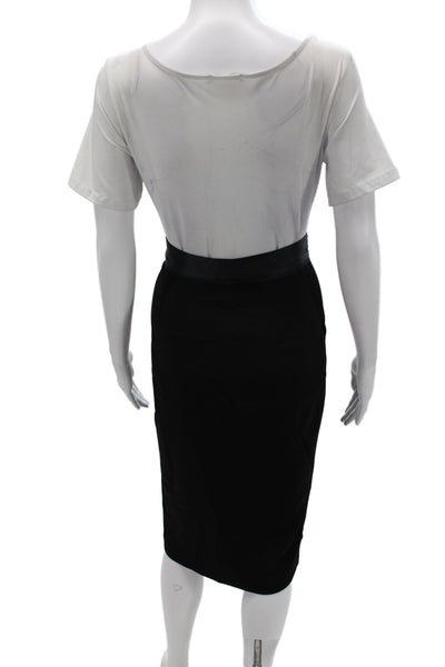 Badgley Mischka Womens Satin Pencil Skirt Black Tie Knee Length Size 9