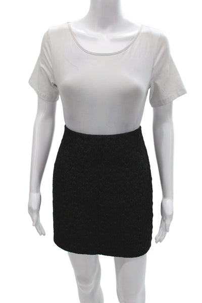 Badgley Mischka Womens Mini Black Jacquard Geometric Zip Skirt Size 9