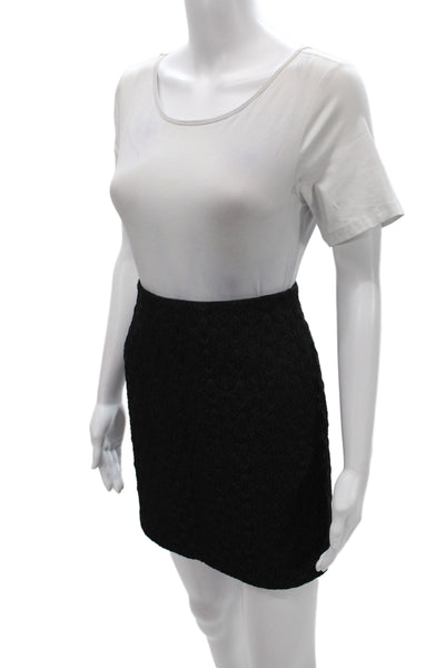 Badgley Mischka Womens Mini Black Jacquard Geometric Zip Skirt Size 9