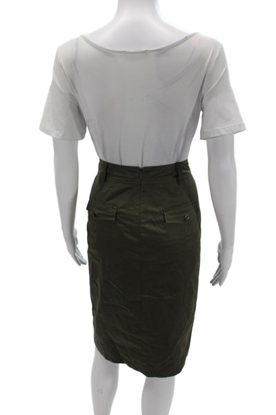 Badgley Mischka Women Cargo Skirt Green Cotton Knee Length Size 3