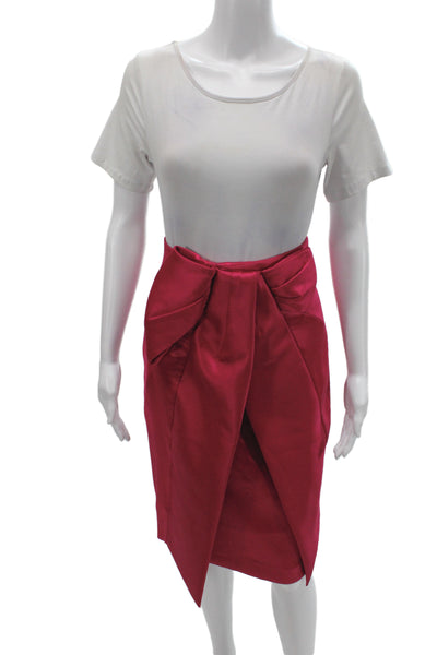 Badgley Mischka Womens Red Straight Pencil Skirt Knee Length Zip Size 4