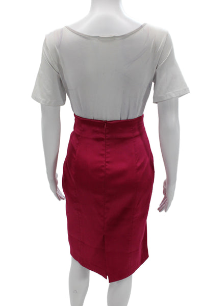 Badgley Mischka Womens Red Straight Pencil Skirt Knee Length Zip Size 4
