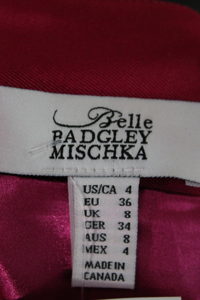 Badgley Mischka Womens Red Straight Pencil Skirt Knee Length Zip Size 4