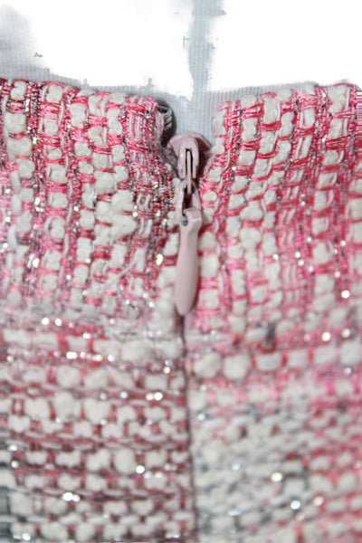 Badgley Mischka Women Pencil Tweed Zip Knee Length Pink Skirt Size 2