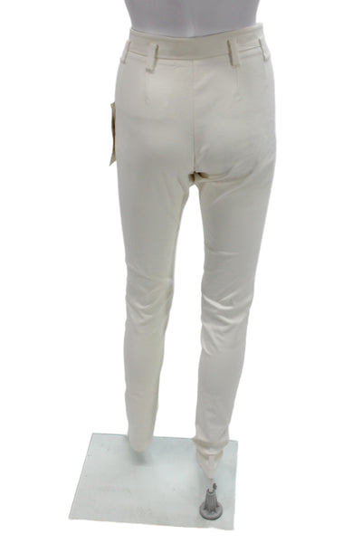 Badgley Mischka Womens Dress Pants White Cotton Button Solid Classic Size S