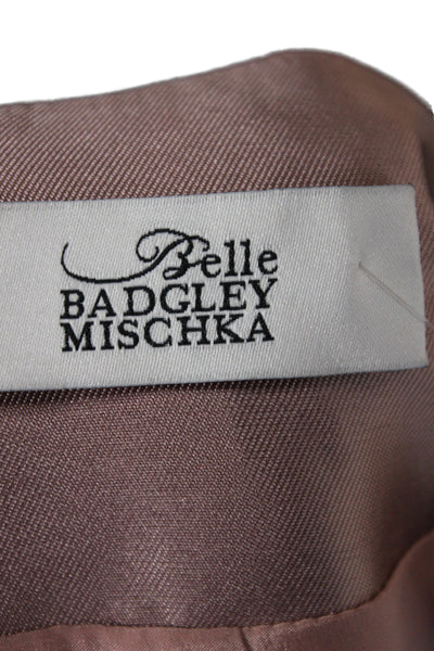 Badgley Mischka Womens Basic Jacket Pink Solid Long Sleeve Hook & Eye Size M