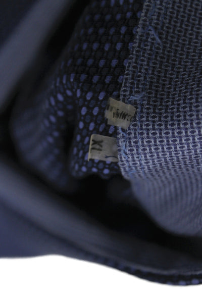 Bugatchi Mens Geometric Long Sleeve Button-Down Shirt Blue Size XL