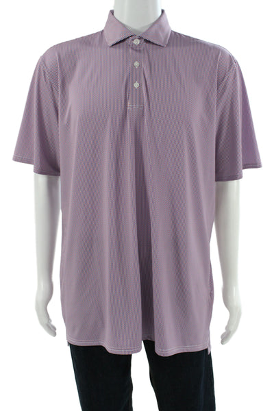 Holderness & Bourne Mens Geometric Short Sleeve Polo Shirt Red Size XL