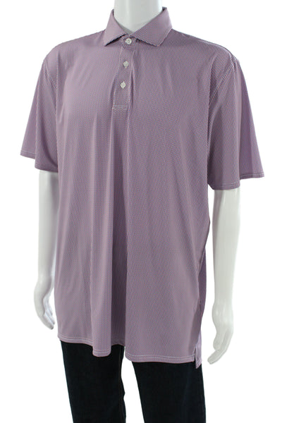 Holderness & Bourne Mens Geometric Short Sleeve Polo Shirt Red Size XL