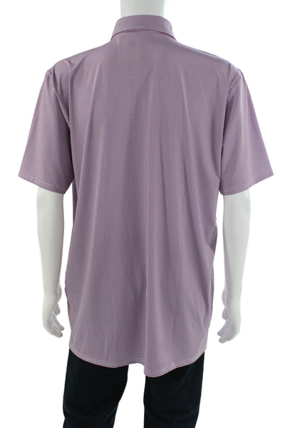 Holderness & Bourne Mens Geometric Short Sleeve Polo Shirt Red Size XL
