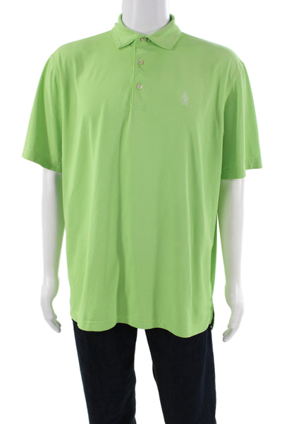 Peter Millar Mens Collared Short Sleeve Polo Shirt Green Size L
