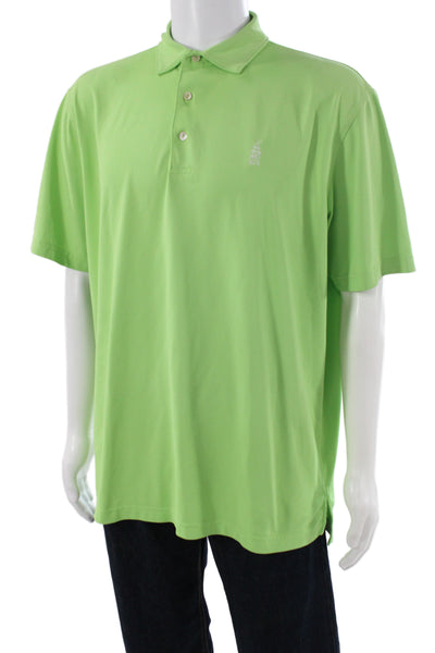 Peter Millar Mens Collared Short Sleeve Polo Shirt Green Size L