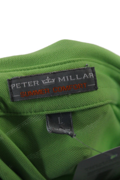 Peter Millar Mens Collared Short Sleeve Polo Shirt Green Size L