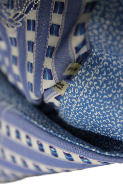 Bugatchi Mens Geometric Collared Long Sleeve Button-Down Shirt Blue Size XL