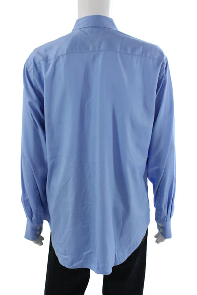 Robert Graham Mens Geometric Collared Long Sleeve Button-Down Shirt Blue Size XL