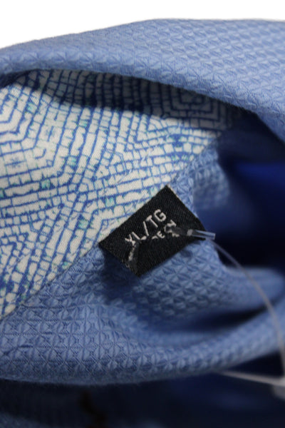 Robert Graham Mens Geometric Collared Long Sleeve Button-Down Shirt Blue Size XL