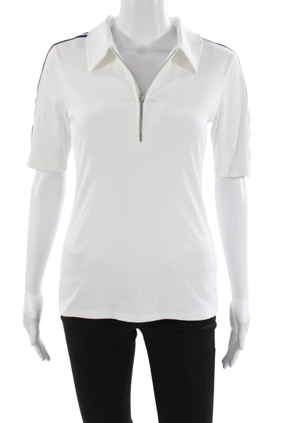 The Upside Womens Collared Pullover Polo White Short Sleeve Size M