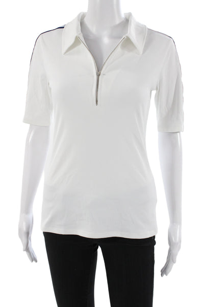 The Upside Womens Collared Pullover Polo White Short Sleeve Size M