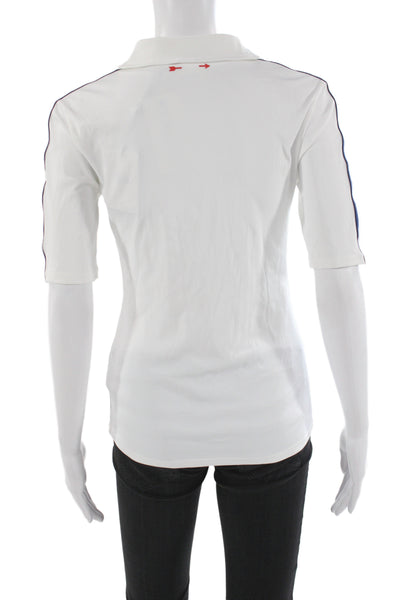 The Upside Womens Collared Pullover Polo White Short Sleeve Size M