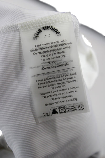 The Upside Womens Collared Pullover Polo White Short Sleeve Size M