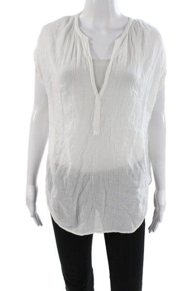 Xirena Womens Tunic V Neck Sleeveless White Cotton Size XS