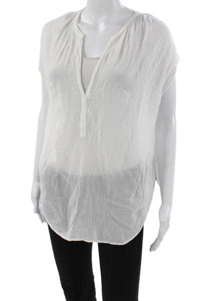 Xirena Womens Tunic V Neck Sleeveless White Cotton Size XS