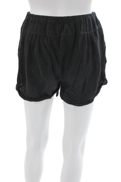 Anaak Womens Paperbag Shorts Black Cotton Tie Waist Size XS