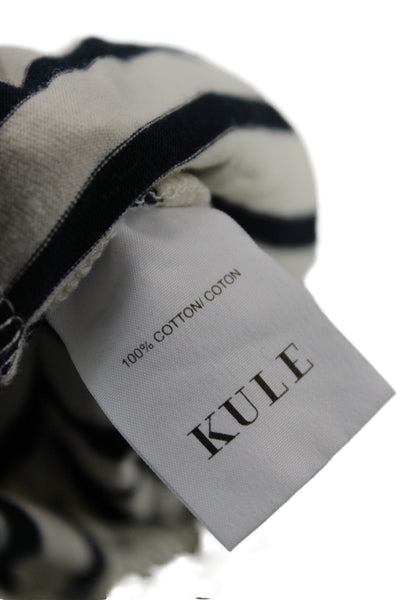 Kule Women Sweat Shorts Beige Striped 100% Cotton Pull On Nautical Size XS