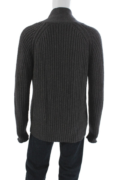 Theory Mens Gray V-Neck Cardigan 50% Nylon Long Sleeve Size L