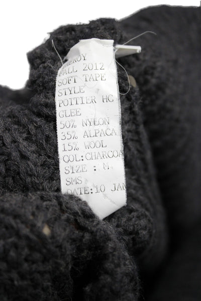 Theory Mens Gray V-Neck Cardigan 50% Nylon Long Sleeve Size L
