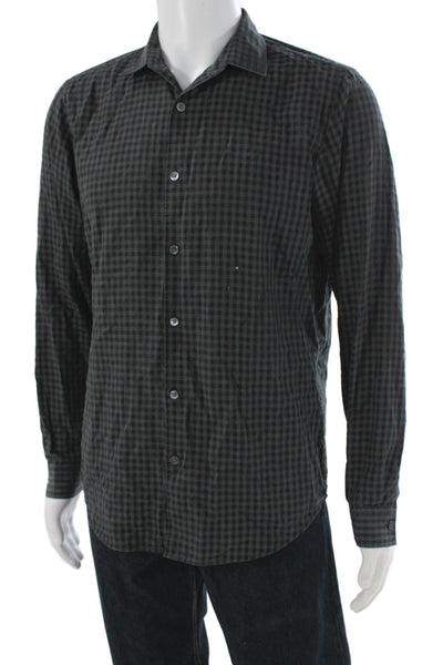 Theory Women's Long Sleeves Button Down Black Plaid Shirt Size M