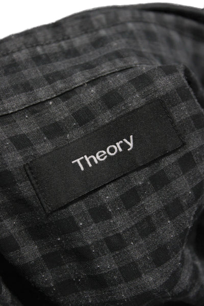 Theory Women's Long Sleeves Button Down Black Plaid Shirt Size M