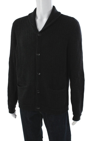 Rag & Bone Mens Black Wool Collared Solid Classic Cardigan Size XL