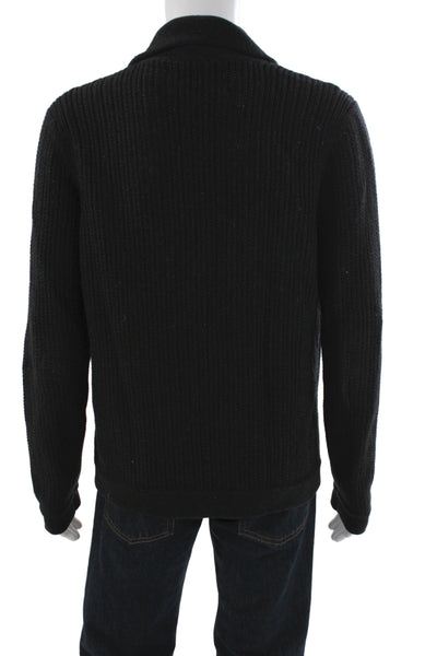 Rag & Bone Mens Black Wool Collared Solid Classic Cardigan Size XL