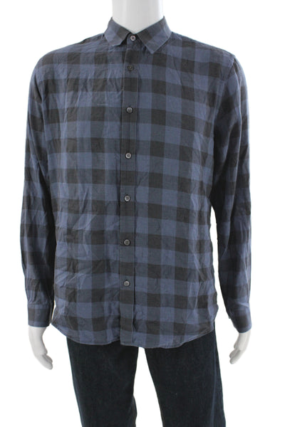 Theory Men's Long Sleeves Button Down Plaid Shirt Size L