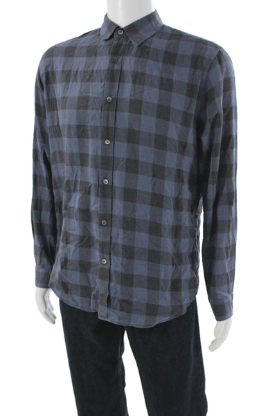 Theory Men's Long Sleeves Button Down Plaid Shirt Size L
