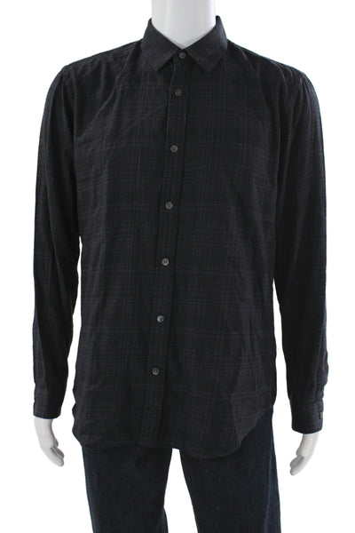 Theory Men's Long Sleeves Collared Button Down Plaid Shirt Size L