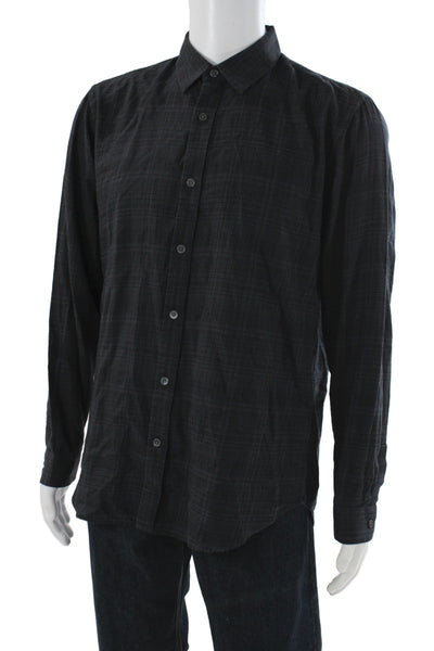 Theory Men's Long Sleeves Collared Button Down Plaid Shirt Size L