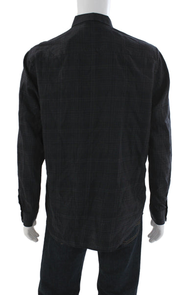 Theory Men's Long Sleeves Collared Button Down Plaid Shirt Size L