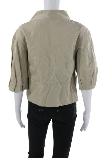 Vince Womens Basic Jacket Beige 3/4 Sleeve Button 92% Cotton Size XS