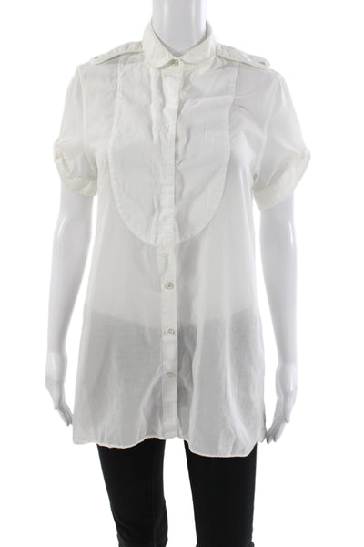 Rag & Bone Womens White Cotton Collared Tunic Button Up Short Sleeve Size 6