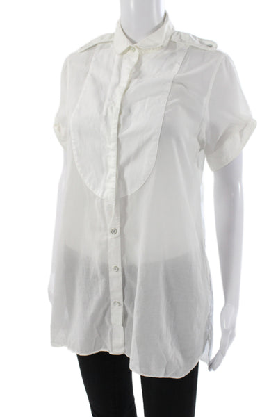 Rag & Bone Womens White Cotton Collared Tunic Button Up Short Sleeve Size 6