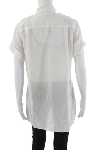 Rag & Bone Womens White Cotton Collared Tunic Button Up Short Sleeve Size 6