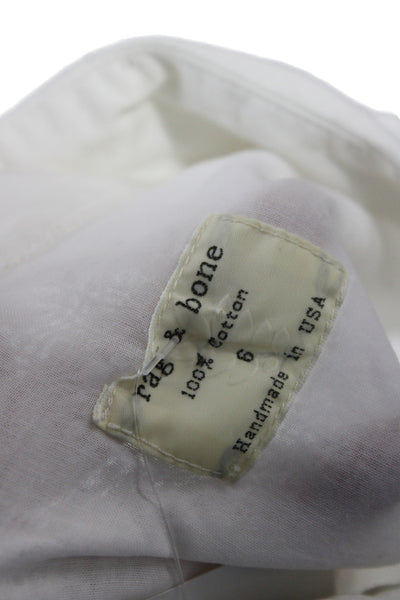 Rag & Bone Womens White Cotton Collared Tunic Button Up Short Sleeve Size 6