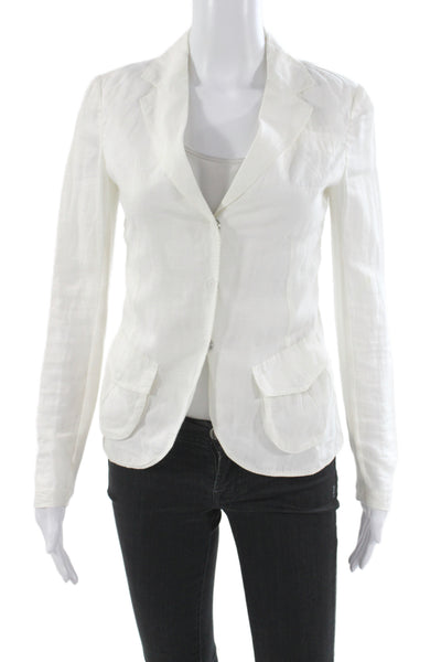 Rivamonti Women White Cotton Classic Blazer Long Sleeve Button Size S