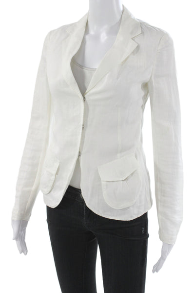 Rivamonti Women White Cotton Classic Blazer Long Sleeve Button Size S