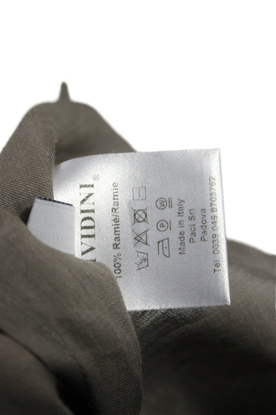 CIVIDINI Womens Long Sleeve Collared Button-Up Ramie Blouse Gray Size 40