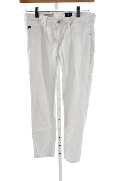 AG Adriano Goldschmied Womens Cropped White Mid Rise Jeans Button Size 26